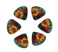 12-Pack Guitar Picks With storage box, Sunflower and Rose Printed Guitar Plectrums Universal Accessories(0.46mm,0.71mm,0.96mm)
