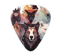 12 Pack Guitar Picks Wolves and Reindeer Print Plectrums With Organizer Storage Box Thin Medium Heavy, For Guitar Bass
