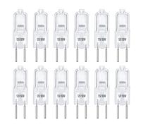 12 Pack GY6.35 Halogen Bulb 12V 50W Dimmable, Warm White 2700K, 650LM, Clear Capsule Light Bulb, Halogen GY6.35/G6.35 2-Bi-Pin Base, for Under Cabinet, Desk Lamp, Chandeliers, Landscape Lighting