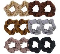 12 Pack Hair Bobbles,Hair Scrunchies for Women,Satin Scrunchies,Hair Bands,with 20 Pcs Black U Shaped Clips,Premium Satin Softer Than Silk,Bobbles for Women'S Hair Accessories(Neutral Colors)
