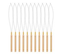 12 Pack Hair Extension Loop Threader,Extension Beader Hair Nano Bead Threader,Wood Nano Hair Extension Tool,Suitable for Micro Ring Nano Beads Styling Accessories,Hair or Feather Extensions