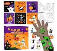 12 Pack Halloween Party Favors for Kids, 48 Pcs Luminous Tattoos & 24 Mazes Games for Halloween Goodie Bags Stuffers, Halloween Party Supplies Classroom Prizes Trick or Treat for Kids
