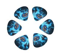 12 Pack Halloween Pumpkin Ghost Blue Flame Guitar Picks, Bass Electric Acoustic Guitar Ukulele Accessories Includes Thin Medium Heavy Guitar Picks Plectrums with Organizer Storage Box