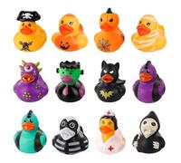 12-Pack Halloween Rubber Ducks, Mini Rubber Ducks Bath Toys, Colourful Duck, Cute Halloween Decorations, Birthday Party Supplies.