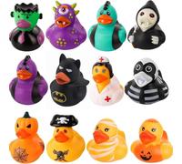12-Pack Halloween Rubber Ducks - Rubber Bath Toys, Cute Halloween Party Decorations Pumpkin Ghost Duckie Collectibles, Birthday Gift & Party Supplies