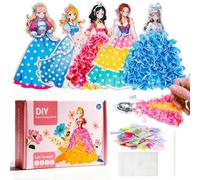12 Pack Hand Painting for Children Age 4 5 6 7 8 Princess Dress Creative Sets for Crafts, Poke Art,No Glue/Scissors Needed,3D DIY Up Sticker Book, Girls Dress Up Sticker Toy,Ideal Travel Toy/Gift