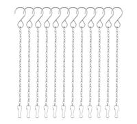 12 Pack Hanging Basket Chains - 9.5 Inch Heavy Duty Hanging Chain with Hooks & Clips for Bird Feeders, Planters, Wind Chimes, Lanterns, Garden Ornaments - Metal Plant Hangers for Indoor Outdoor Use