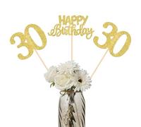 12 Pack Happy Birthday 30th Centerpiece Sticks Glitter Thirty Cheers to 30 Years Old Table Centerpiece Sticks for 30 Fabulous Happy Birthday Theme Party Supplies Gold