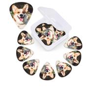 12 Pack Happy Corgi Dog Guitar Picks with Organizer Storage Box, 3 Different Thickness Celluloid Plectrums for Acoustic Guitar, Bass, Ukulele, Includes 0.46mm, 0.71mm, 0.96mm