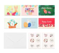 12 Pack Happy Easter Greeting Cards with Envelopes and Thank You Stickers, 6 Unique Bunny & Easter Egg Designs, Half-Fold Easter Note Cards for Spring Holiday Celebrations