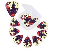 12 Pack happy halloween Guitar Picks with Organizer Storage Box, 3 Different Thickness Celluloid Guitar Pick Abstract Art Pics Plectrum for Acoustic Electric Guitar, Ukulele, Bass