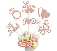 12 Pack He Asked She Said Yes Centerpiece Sticks Love Heart I do Ring Table Centerpiece Sticks for Wedding Engagement Bridal Theme Party Supplies Gold (rose gold)