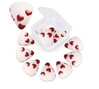12 Pack Hearts Guitar Picks with Organizer Storage Box, 3 Different Thickness Celluloid Guitar Pick Abstract Art Pics Plectrum for Acoustic Electric Guitar, Ukulele, Bass