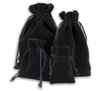 12-Pack Heavyweight Velvet Bags with Braided Cord Drawstring (2x3, Black) Ring Jewelry Stone Crystal Pouches by TheDisplayGuys