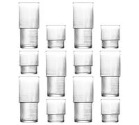 LAV 12pc Clear Helen Stacking Highball Glasses & Tumblers Set - Tall Glass Water Gin Juice Cocktail Drinking Hi Ball Tumblers Glassware Set