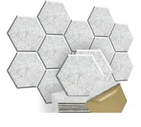 12-Pack Hexagonal Polyester Fibre Soundproofing Wall Panels - 9 mm Thick Self-Adhesive Acoustic Pads for Home, Studio, Music Room & Office - Decorative Sound-Absorbing Tiles in Assorted Colours, Indoo