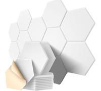 12-Pack Hexagonal Polyester Fibre Soundproofing Wall Panels - 9 mm Thick Self-Adhesive Acoustic Pads for Home, Studio, Music Room & Office - Decorative Sound-Absorbing Tiles in Assorted Colours, Indoo