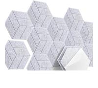 12-Pack Hexagonal Polyester Fibre Soundproofing Wall Panels - 9 mm Thick Self-Adhesive Acoustic Pads for Home, Studio, Music Room & Office - Decorative Sound-Absorbing Tiles in Assorted Colours, Indoo
