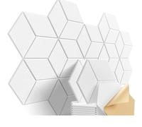 12-Pack Hexagonal Polyester Fibre Soundproofing Wall Panels - 9 mm Thick Self-Adhesive Acoustic Pads for Home, Studio, Music Room & Office - Decorative Sound-Absorbing Tiles in Assorted Colours, Indoo