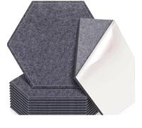 12-Pack Hexagonal Polyester Fibre Soundproofing Wall Panels - 9 mm Thick Self-Adhesive Acoustic Pads for Home, Studio, Music Room & Office - Decorative Sound-Absorbing Tiles in Assorted Colours, Indoo