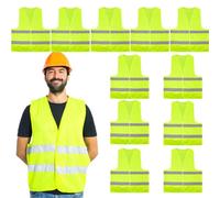 12 Pack High Visibility Safety Vest, Reflective Mesh Security Vest with Reflective Strip Construction Vest for Men Women Work Cycling Runner Volunteer