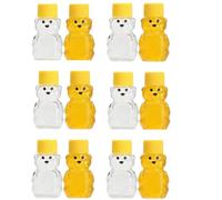 12 Pack Honey Bear Bottle 2oz Bear Shape Clear Empty Honey Bottles Honey Jar with Screw Lid,Plastic Mini Honey Jars Party Favors for Storing and Dispensing (12)