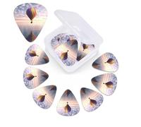 12 Pack Hot Air Balloon Over The Sea Guitar Picks with Custom Storage Box Guitar Accessories Ukulele for Acoustic Guitar Bass Guitar Gift