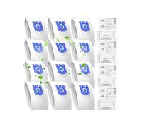 12 Pack Hyclean GN 3D Efficiency Dust Bags for Miele Vacuum Cleaners | Compatible with Classic C1 Complete C2/C3/S2/S5/S8/S400, S227 S240 4 Motor Protection & 4 AirClean Exhaust Filters