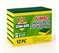 12 Pack Jumbo Heavy Duty Washing Up Sponge | Built Tough for Commercial & Home Kitchen | Scrub Hero® | 15 cm x 10 cm | 4 cm Thickness