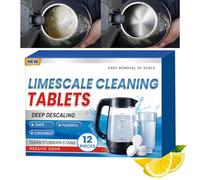 12 Pack Kettle Descaler Tablets,Powerful Limescale Remover for Coffee Machines,Kettles & Irons,Wrapped Kettle Cleaner Descaling Tablets,All-Purpose Cleaner,Descaling Tablets,Fast-Acting,Odour-Free
