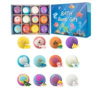 12 Pack Kids Bath Bombs with Surprise Toys Inside, Ocean Theme Fizzy Bath Balls, Colorful Bubble Bath Gift Set for Boys & Girls, Fun Easter Bath Bomb Kit
