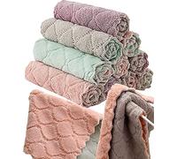 12 Pack Kitchen Towels Quick Dry Washcloths, Coral Velvet Dishtowels Multipurpose Reusable Cloths, Soft Tea Absorbent Cleaning Cloths Double-Sided Microfiber Lint Free Rags.