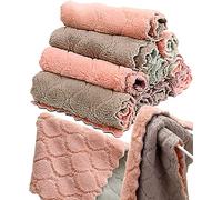 12 Pack Kitchen Towels Quick Dry Washcloths, Coral Velvet Dishtowels Multipurpose Reusable Dish Cloths, Soft Tea Towels Absorbent Cleaning Cloths Double-Sided Microfiber Towel Lint Free Cleaning Rags.