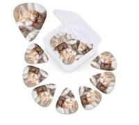 12 Pack Kitten Sleeps Guitar Picks with Organizer Storage Box, 3 Different Thickness Celluloid Plectrums for Acoustic Guitar, Bass, Ukulele, Includes 0.46mm, 0.71mm, 0.96mm