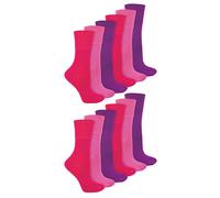 IOMI - 12 Pair Multipack Ladies Diabetic Bamboo Socks | Womens Extra Wide Seamless Socks with Non Elastic Gentle Grip Top (4-8, Pink)
