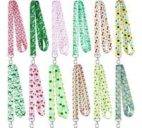 12 Pack Lanyard for Keys and ID Badges Cute Neck Lanyard with Lobster Clasps Cartoon Patterned Lanyard Wide Strap Cool Lanyard for Women Men Badge Lanyards Holders Accessories (Fruit Style)