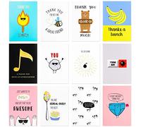 【12 Pack】Large Funny Thank You Cards - Big Size 5 x 7 Inch - Appreciation Cards and Pun Cards Printed on Premium Thick 350 GSM Paper - 12 Unique Eye Catching Designs in Funny Themes - Funny Greeting