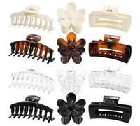 12 Pack Large Hair Claw Clips Flower Hair Clips Big Claw Clips for Thick Hair, Big Hair Clips Square Matte Strong hold for Thin Hair,Cute Hair Clips for Women, 3 Styles Claw Hair Clip for Thick Hair