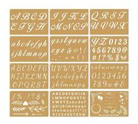 12 Pack Large Letter Stencils for Crafts Reusable,Alphabet Stencils & Number Stencil Kit for DIY Scrapbook Painting Art Projects,Calligraphy and Lettering Stencils