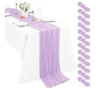 12 Pack Lavender Cheesecloth Table Runners 10Ft Boho Gauze Table Runner 21×120 Inch Rustic Romantic Long Table Runner for Wedding Party Bridal Shower Christmas Decoration