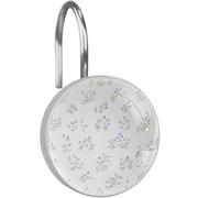 12 Pack Lavender Flowers Shower Curtain Hooks, Round Shower Hooks with Cute Sparkly Glass, Stainless Steel Rust Resistant Shower Curtain Rings for Bathroom Accessories