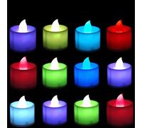 12 Pack Led Flameless Color Changing Tealight Candles Battery Operated Fake Votive Candles Lights for Birthday Wedding Christmas Party Home Decoration
