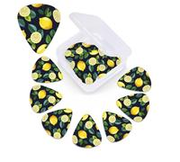 12 Pack Lemon fruit Guitar Picks with Organizer Storage Box, 3 Different Thickness Celluloid Plectrums for Acoustic Guitar, Bass, Ukulele, Includes 0.46mm, 0.71mm, 0.96mm