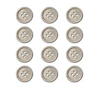 12 Pack Light Grey Taupe Faux Horn Buttons, 18mm 28L Round Flat 4 Hole Sew On Plastic Buttons, Rim Edge Replacement Fasteners for Coats, Shorts, Sewing Craft Haberdashery Projects