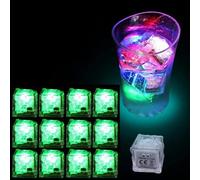 12 Pack Light-up LED Ice Cubes for Drinks Wine Whiskey Color Changing Light, LED Ice Cubes Liquid Sensor Water Activated Reusable Glowing, Best for Party Christmas Wedding Decoration Gift.-Green