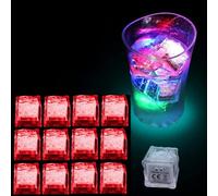 12 Pack Light-up LED Ice Cubes for Drinks Wine Whiskey Color Changing Light, LED Ice Cubes Liquid Sensor Water Activated Reusable Glowing, Best for Party Christmas Wedding Decoration Gift.-red