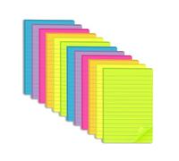 (12 Pack) Lined Sticky Notes 4x6 in Post Ruled Stickies Super Sticking Power Memo Pads Bright Colors
