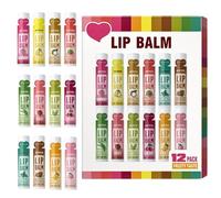 12 Pack Lip Balm Set, Natural Moisturizing Lip Balm Bulk for Dry Cracked Lips, Fruit flavor lip balm with Vitamin E, Hydrating Mini Chapstick Gift Set For Women Girls, Vegan Lip Repair, 12 Flavors
