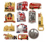 12 Pack London Souvenir Fridge Magnets Set | Premium Metal Refrigerator Magnets with Big Ben, Red Bus, Telephone Box & London Landmarks | UK Travel Gift, Tourist Souvenir, Kitchen Decor