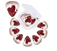 12 Pack Love Hearts Printed Guitar Picks with Custom Organizer Storage Box, Guitar Accessories, Ukulele Picks for Acoustic Guitar, Bass, Gift